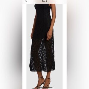 Loveshackfancy Women's Black Embroidered Lace Midi Dress Size Small